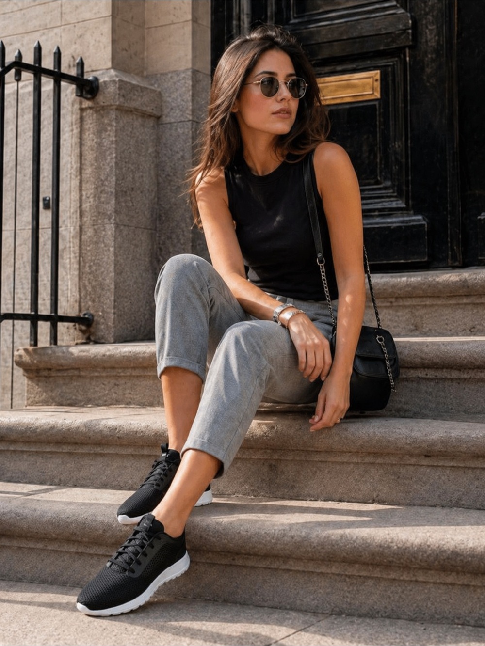 Skechers Black Athletic Shoes with White Outsoles
